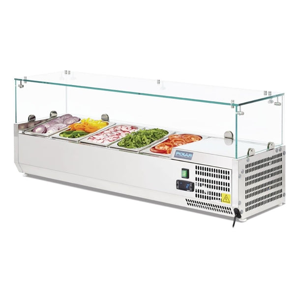 Polar G-Series Countertop Prep Fridge 5x 1/4GN - 150W. Capacity: 5x 1/4GN. R600a
