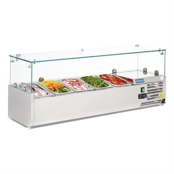 Polar G-Series Countertop Prep Fridge 5x 1/4GN - 150W. Capacity: 5x 1/4GN. R600a