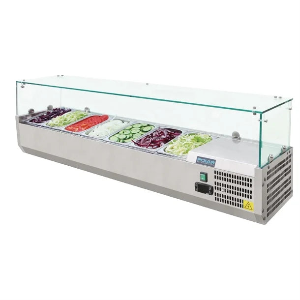 Polar G-Series Countertop Prep Fridge 7x 1/4GN - 150W. Capacity: 7x 1/4GN. R600a