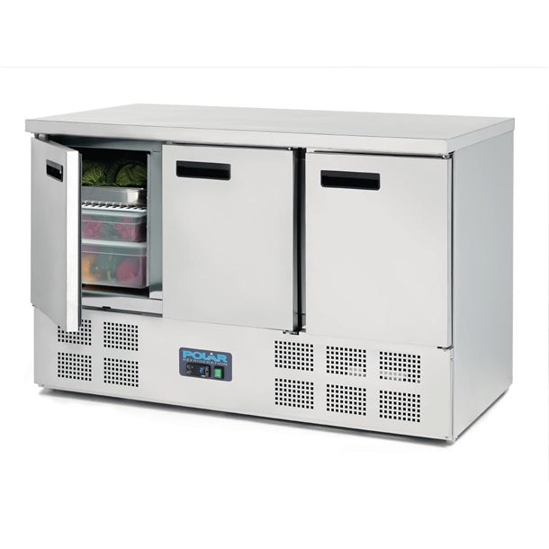 Polar G-Series Triple Door Counter Fridge 368Ltr - 235W. Total usable capacity: 308 Ltr. R600a
