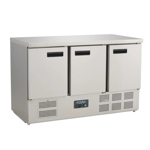 Polar G-Series Triple Door Counter Fridge 368Ltr - 235W. Total usable capacity: 308 Ltr. R600a