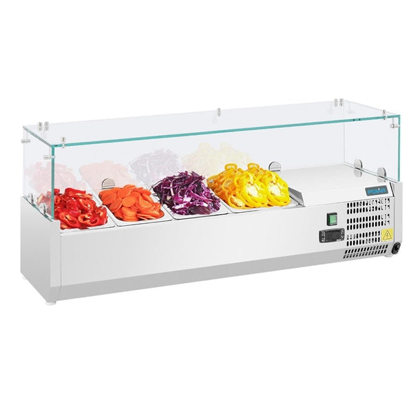 Polar G-Series Countertop Prep Fridge 3x 1/3GN & 1x 1/2GN - 150W. Capacity: 3x 1/3 + 1 x 1/2GN. R600a