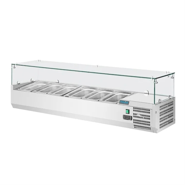 Polar G-Series Countertop Prep Fridge 5x 1/3GN & 1x 1/2GN - 150W. Capacity: 5x 1/3 + 1 x 1/2GN. R600a