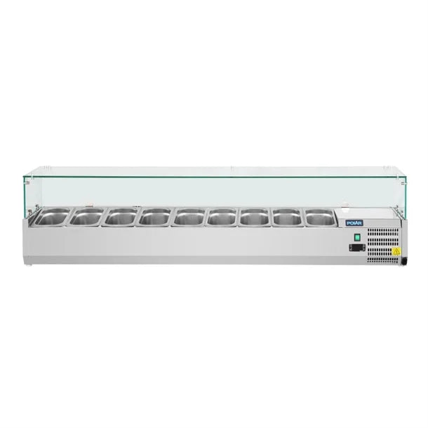 Polar G-Series Countertop Prep Fridge 9x 1/3GN - 230W. Capacity: 9x 1/3GN. R600a
