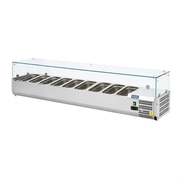 Polar G-Series Countertop Prep Fridge 9x 1/3GN - 230W. Capacity: 9x 1/3GN. R600a