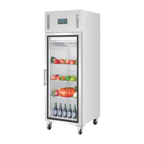 Polar G-Series Gastro Display Glass Door Fridge 600Ltr - Stainless Steel - 300W. Total usable capacity: 376 Ltr. R600a