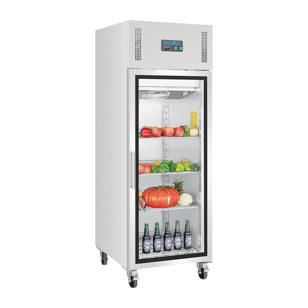 Polar G-Series Gastro Display Glass Door Fridge 600Ltr - Stainless Steel - 300W. Total usable capacity: 376 Ltr. R600a