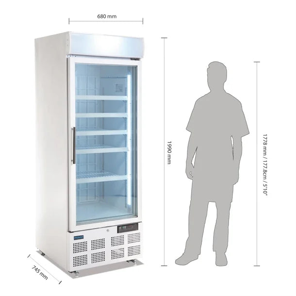 Polar G-Series Upright Display Freezer 412Ltr White - 1kW. White finish. R290