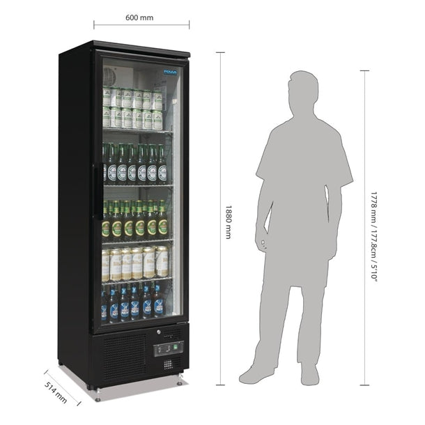 Polar G-Series Upright Back Bar Cooler with Hinged Door 307Ltr - 300W. Hinged door R600a