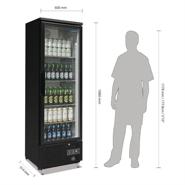 Polar GJ447-A G-Series Upright Back Bar Cooler with Hinged Door 307L