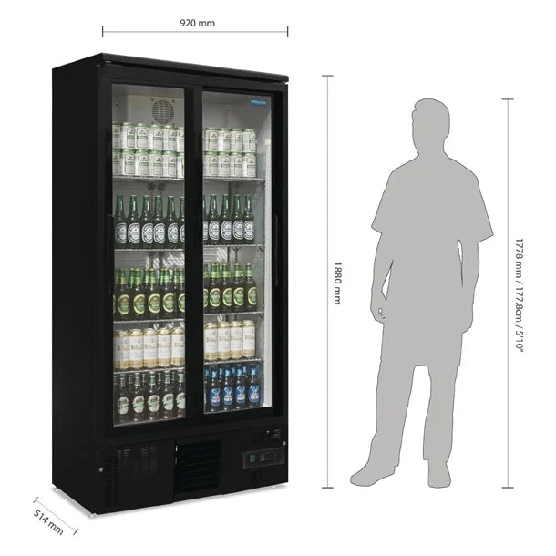 Polar G-Series Upright Back Bar Cooler with Sliding Doors 490Ltr - 400W. Sliding doors. R600a