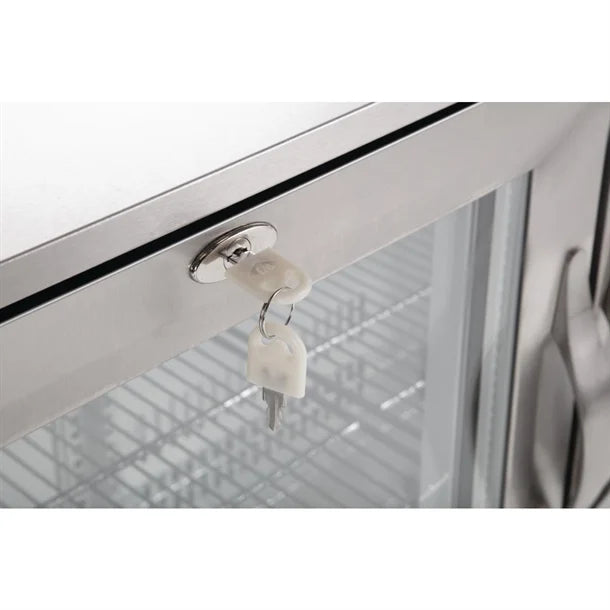 Polar GL009-A Counter Back Bar Cooler with Hinged Doors Stainless Steel 330L