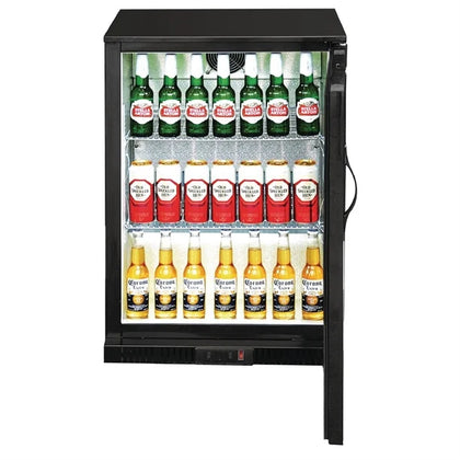 Polar GL015-A 900mm Single Solid Door Back Bar Cooler in Black 138L