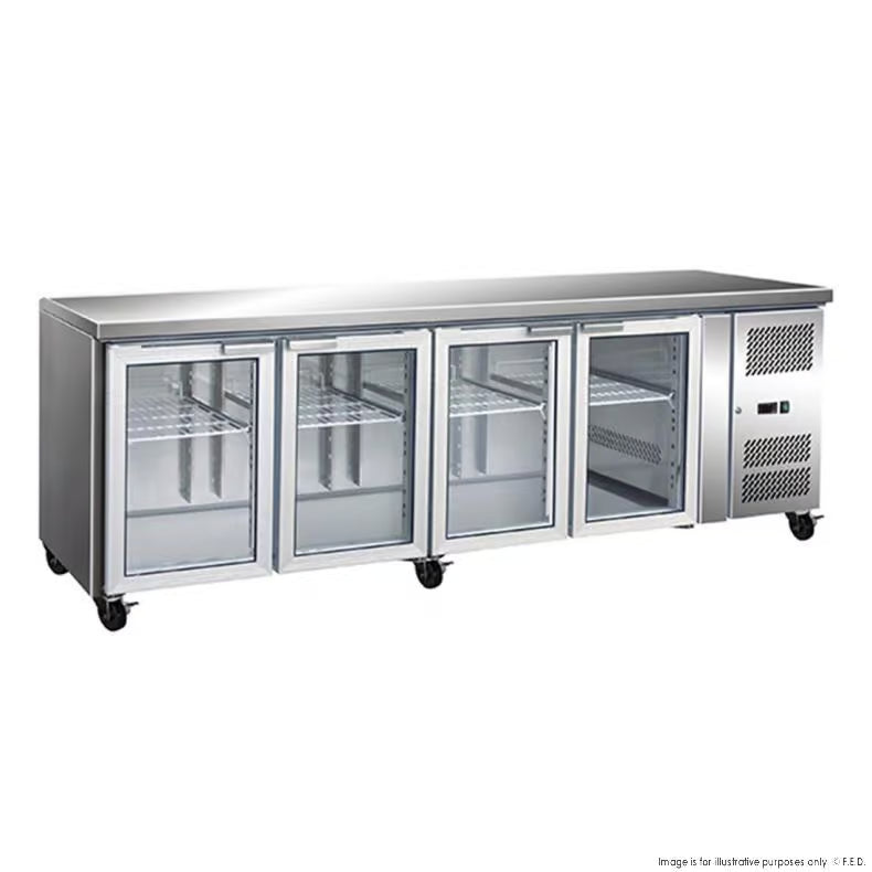 Thermaster GN4100TNG - 4 Glass Door Gastronorm Bench Fridge 615L W2230