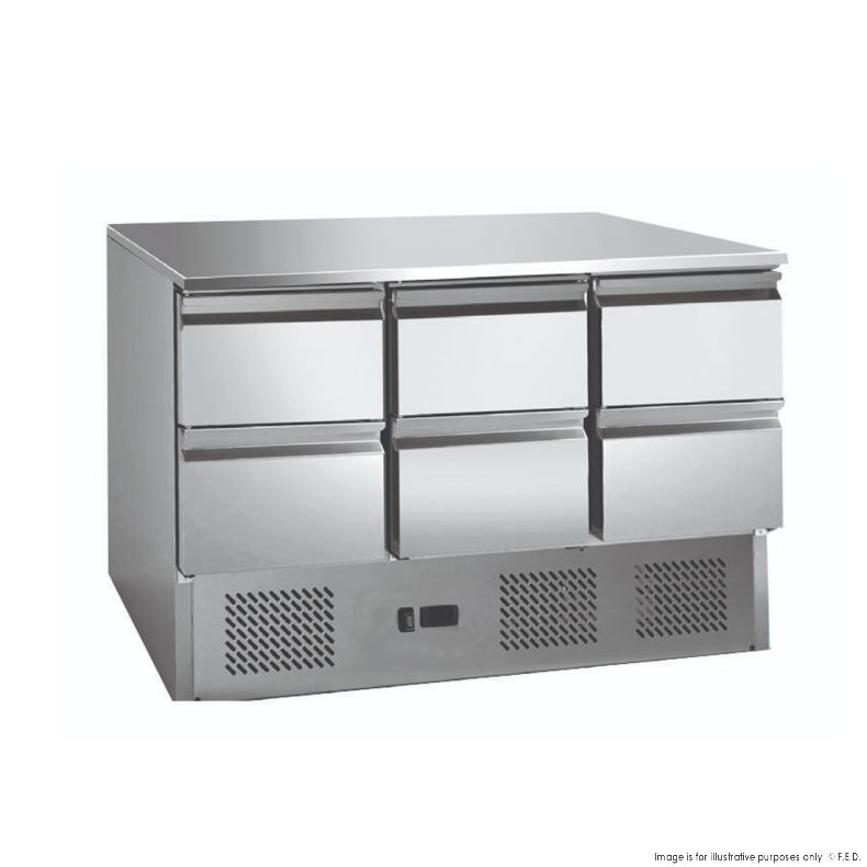 Thermaster GNS1300-6D 6 drawers SS Compact Workbench Fridge 368L 1368mmW