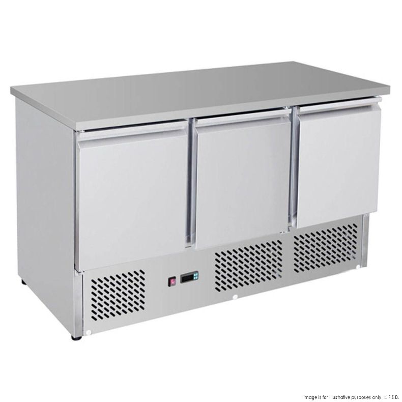 Thermaster GNS1300B Three Door Compact Workbench Fridge 400L 1368mmW