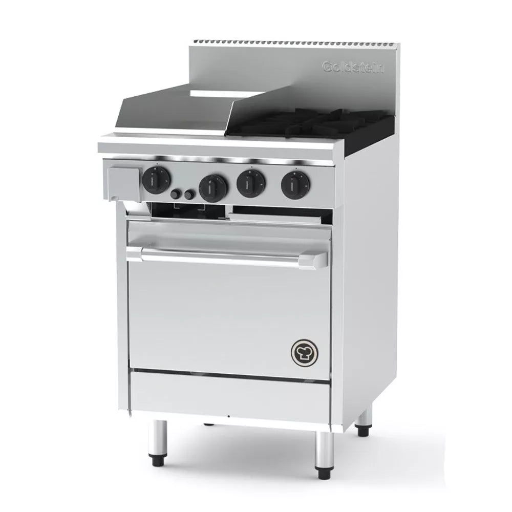 Goldstein PF12G220EFF-X - 2 Burner with Griddle & 500mm Electric Fan Forced Oven
