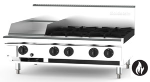Goldstein PFB12G4-X - 4 Burner and 305mm Griddle Gas Cooktop