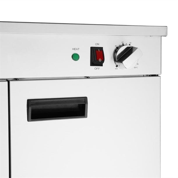 Apuro Double Door Plate Warmer - 1kW | Width: 600mm. | 100 Plate Capacity