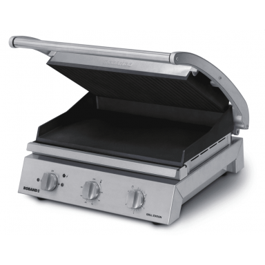 Roband GSA815RT 8 Slice Grill Station, Ribbed Top Plate and Smooth Bottom Plate, Non-stick Coated