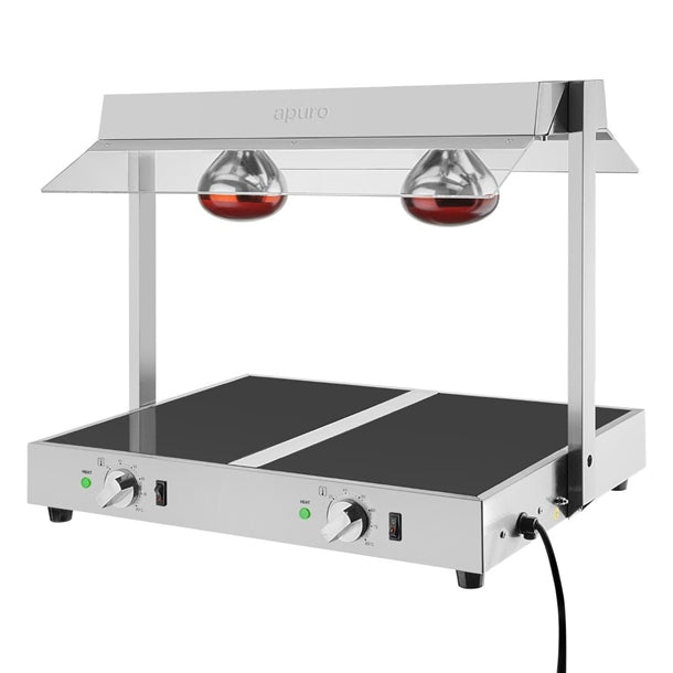 Apuro Food Warmer with Gantry 2x GN 1/1 - 1kW. 2 lamps. Holds 2x 1/1GN