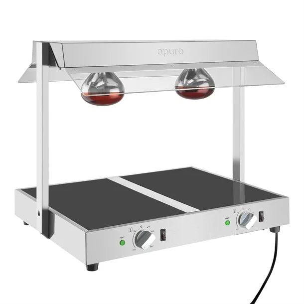 Apuro Food Warmer with Gantry 2x GN 1/1 - 1kW. 2 lamps. Holds 2x 1/1GN