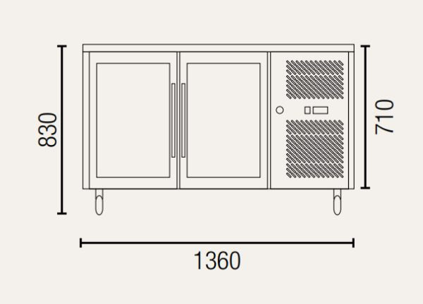 Exquisite USC260G Two Glass Doors Underbench Storage Refrigerators