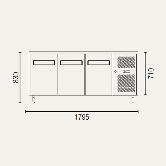 Exquisite USC400H Three Solid Doors Underbench Storage Refrigerators