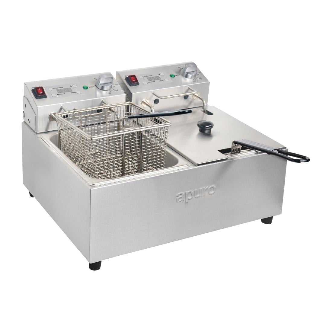 Apuro FS499-A Twin Tank Twin Basket 2x 5L Countertop Fryer with Timer 2x 2.2kW