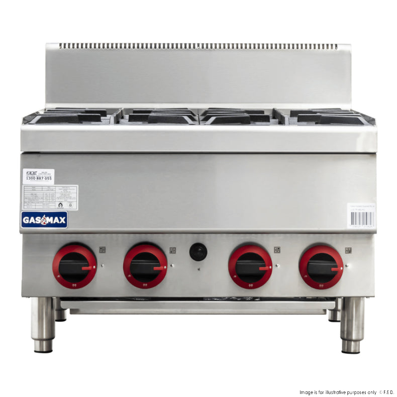 GASMAX JUS-TR-4B Benchtop Natural Gas 4 Burner Cooktop with Splashback