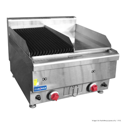 GASMAX JUS-TRGH60LPG Benchtop Combo 1/2 Char & 1/2 Griddle 600mm