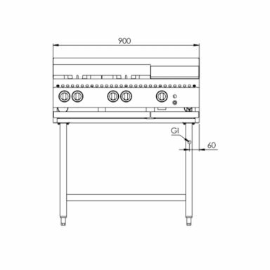 B+S K+ Combination Four Burners & 300mm Grill Plate KBT-SB4-GRP3