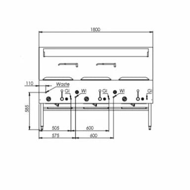 B+S Black BAWBT-SB2R - 2 Burner Boiling Top Right Side Wok Attachment