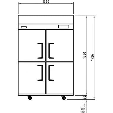Turbo Air KF45-4(HC) Upright Four half Door Freezer 1215L