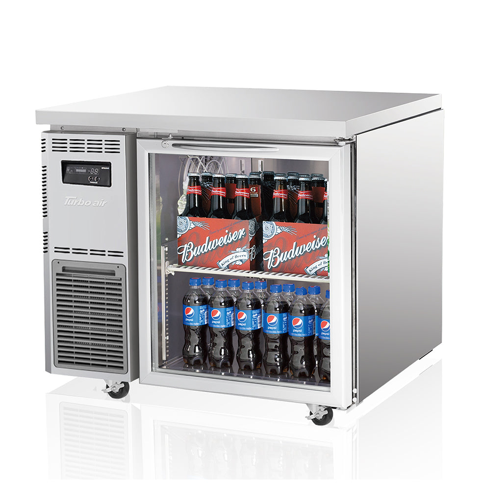Turbo Air KGR9-1-N(HC)(600) 900mm Under Bench Glass One Door Fridge 149L