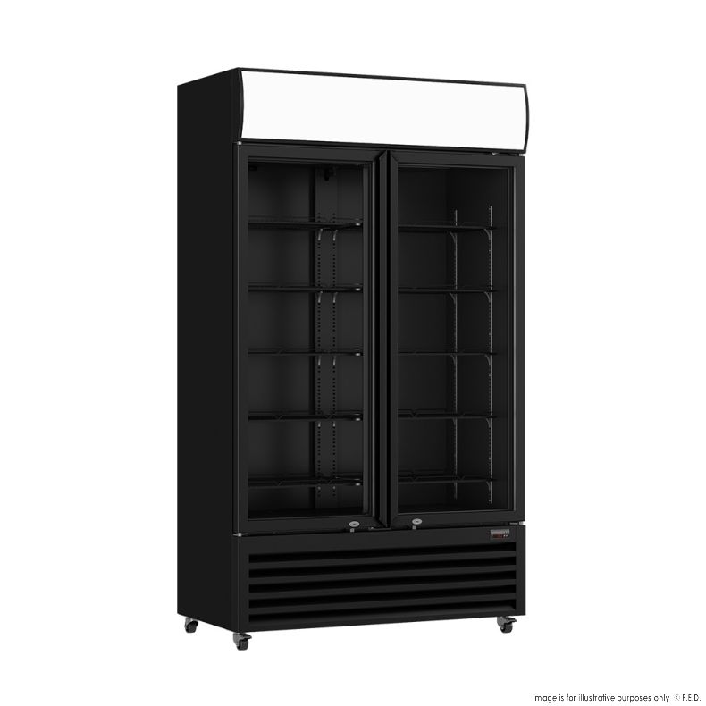 Thermaster LG-1200BP Thermaster 1075L Black Large Two Glass Upright Drink Fridge