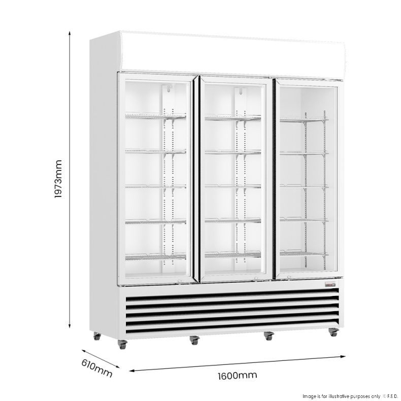 Thermaster  LG-1203P 1200L Three Glass Door Colourbond Upright Drink Fridge