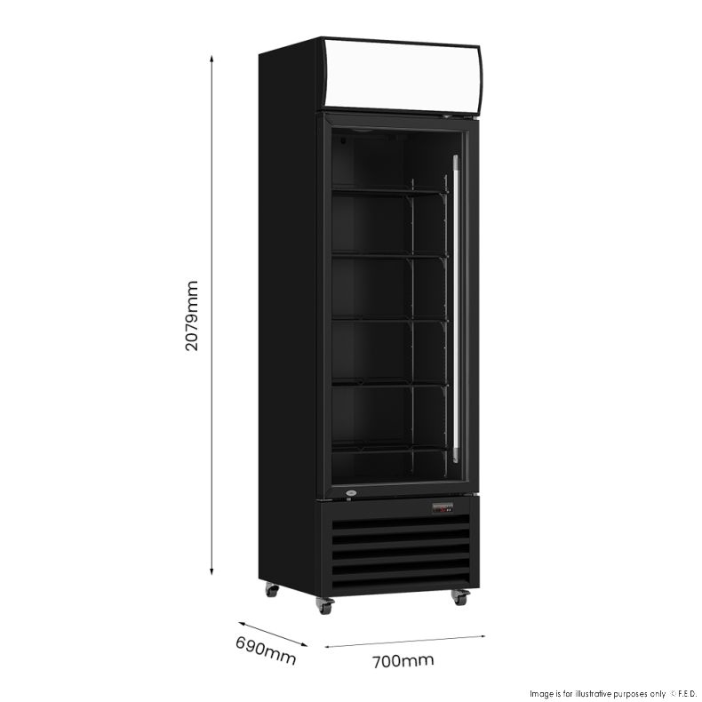 Thermaster Single Glass Door Black Colourbond Upright Drink Fridge - LG-540BP
