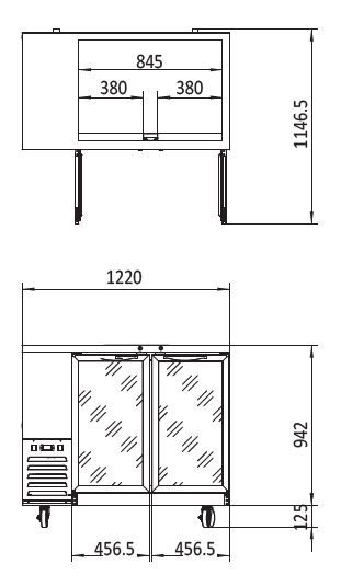 BACK BAR FRIDGE WITH GLASS DOOR MBB48G