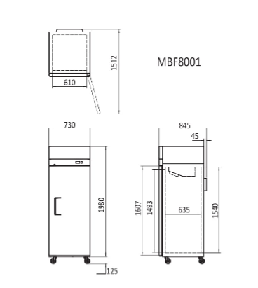 ATOSA MBF8001 Top Mounted Single Door Freezer 670L