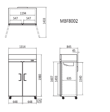 ATOSA MBF8002 Top Mounted Double Door Freezer 1300L