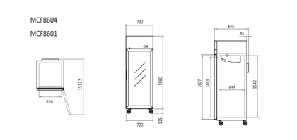 ATOSA MCF8604 Top Mounted Single Door Glass Fridge 670L