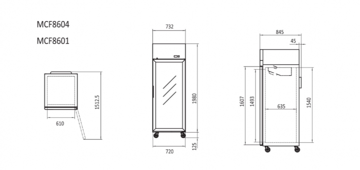 ATOSA MCF8601 Top Mounted Single Door Glass Freezer 670L 730mmW