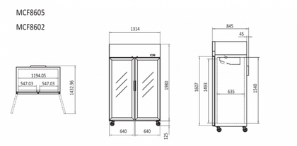 ATOSA MCF8605 Top Mounted Double Door Glass Fridge 1300L