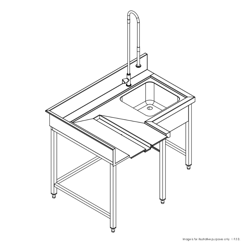 Fagor Pre-Rinsing Sink Bench w/ Introductor of Baskets MCFD-1000D