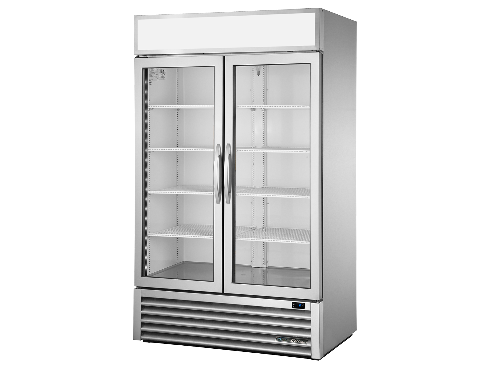 True - Upright Retail Merchandiser Refrigerator, 2 Full Glass Swing Doors
