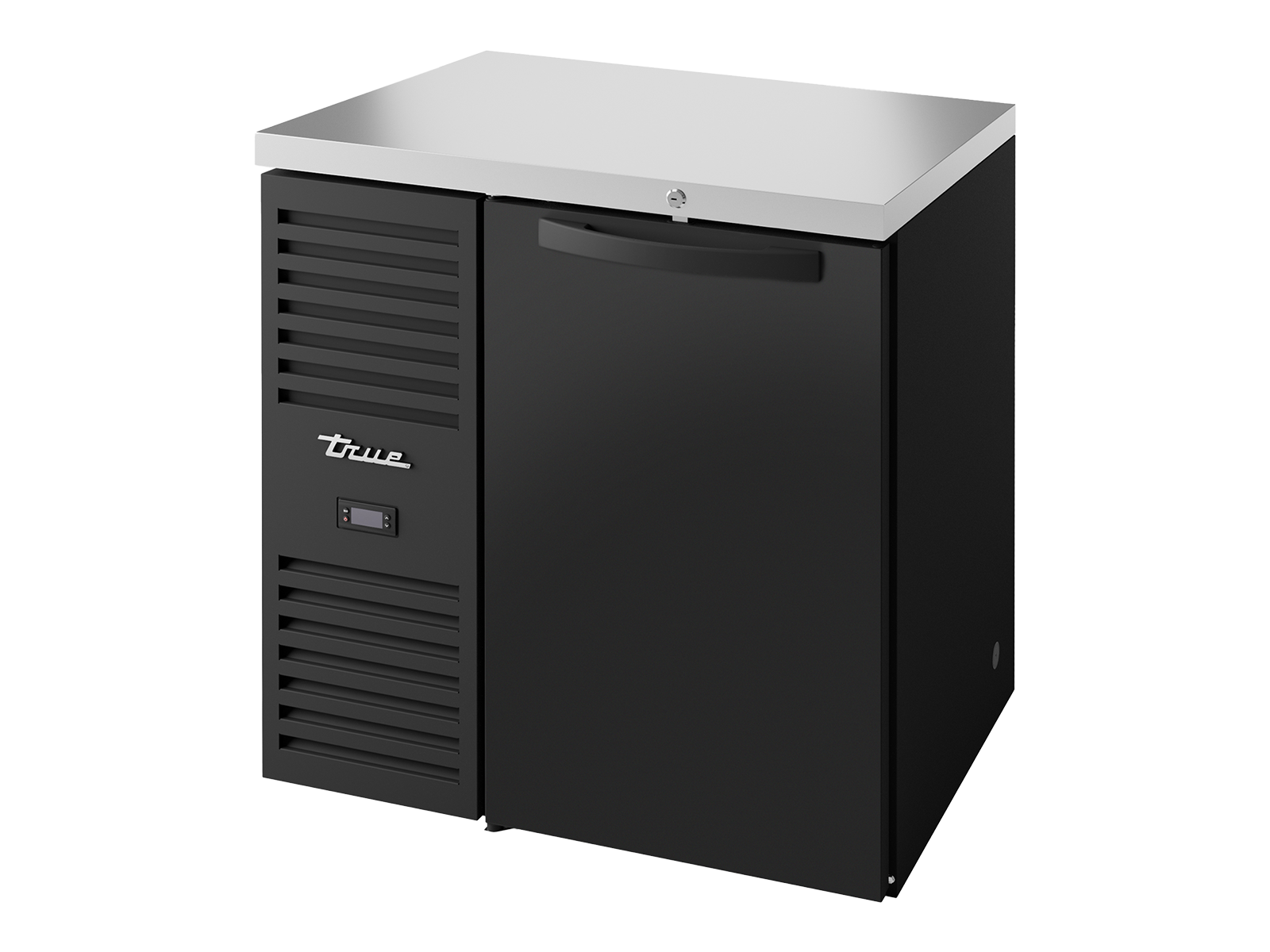 True - Bar Refrigerator, Black Ext, 1 Solid Swing Door
