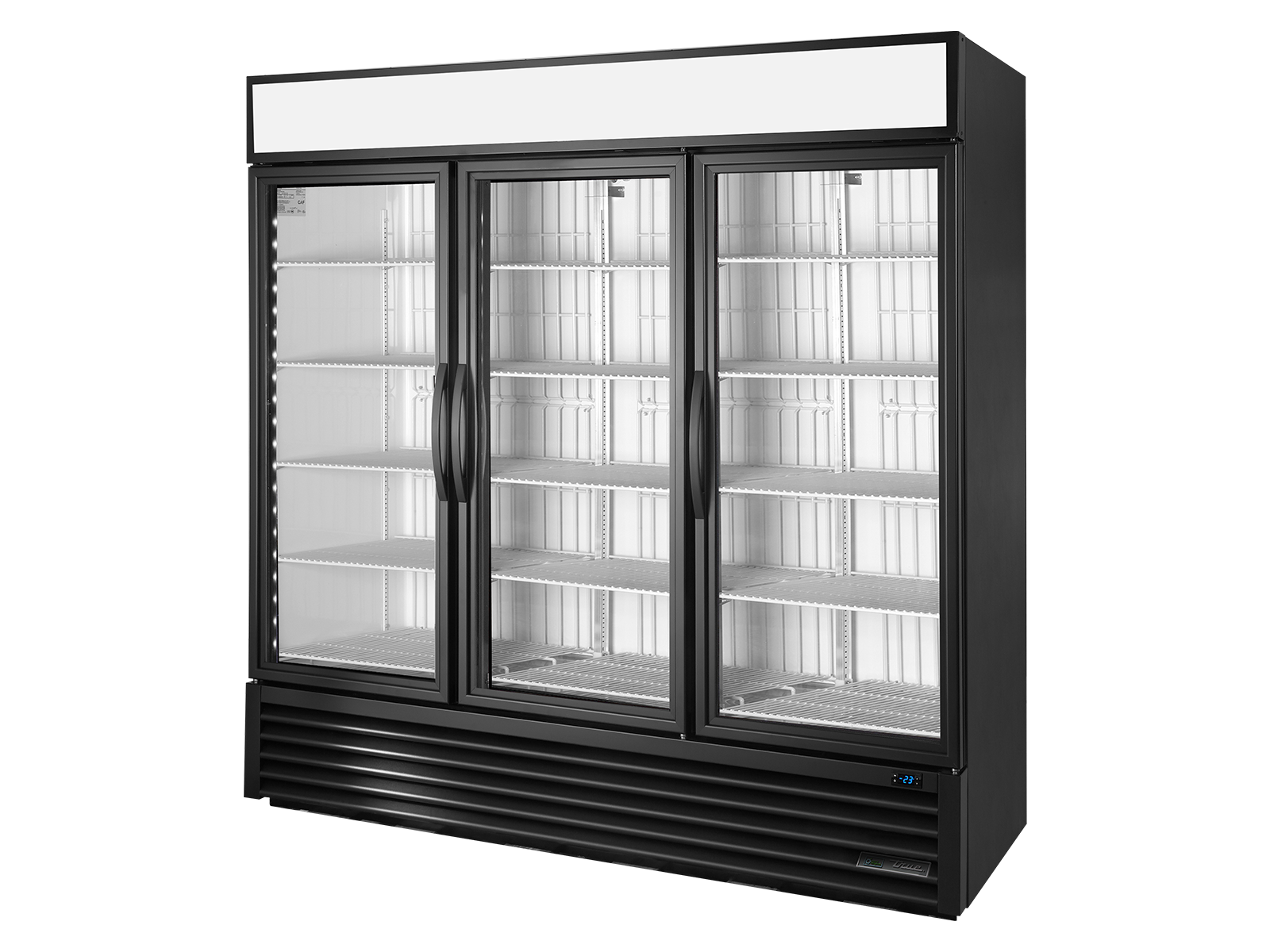 True - Upright Retail Merchandiser Freezer, 3 Full Glass Swing Doors
