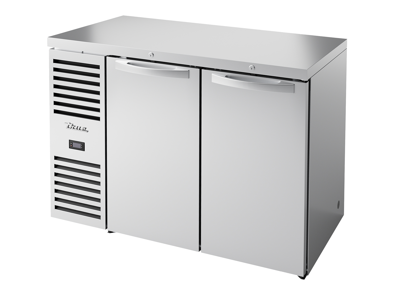 True - Bar Refrigerator, Stainless Steel Ext, 2 Solid Swing Doors