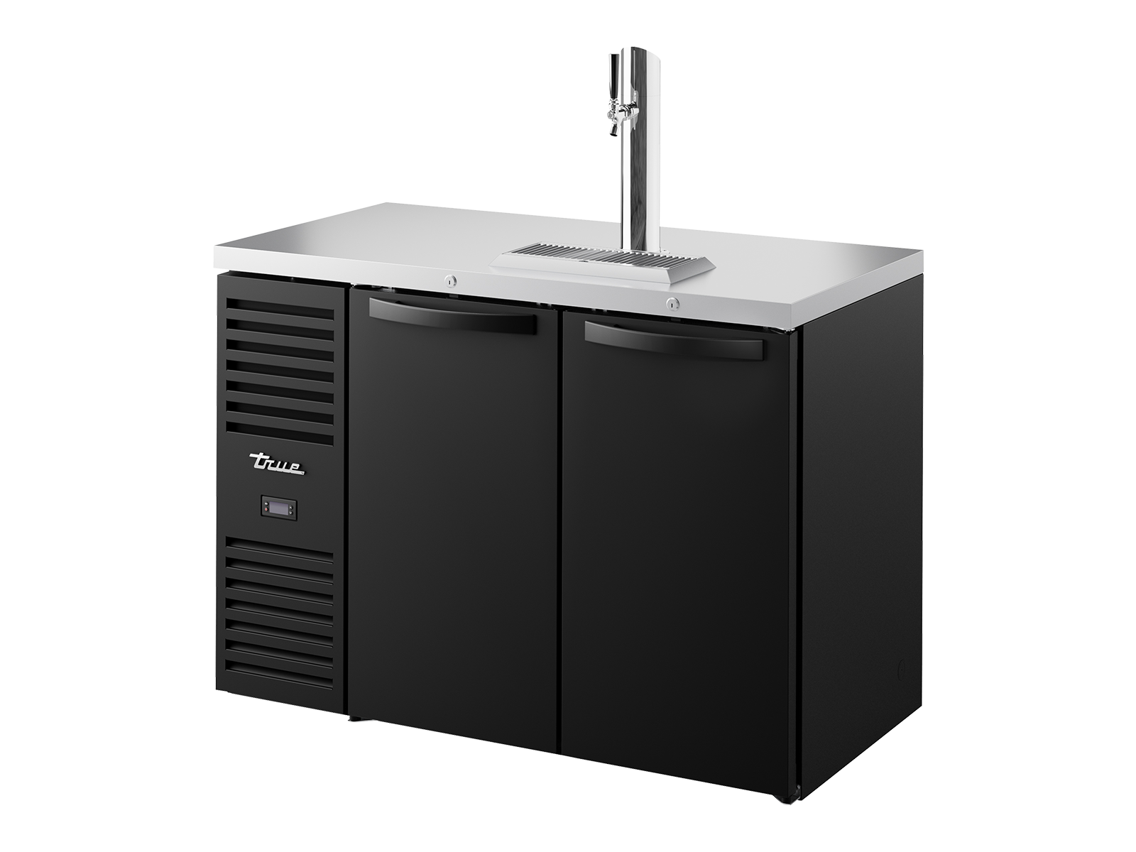 True - Keg Chiller / Dispenser, Black Ext, 2 Solid Swing Doors